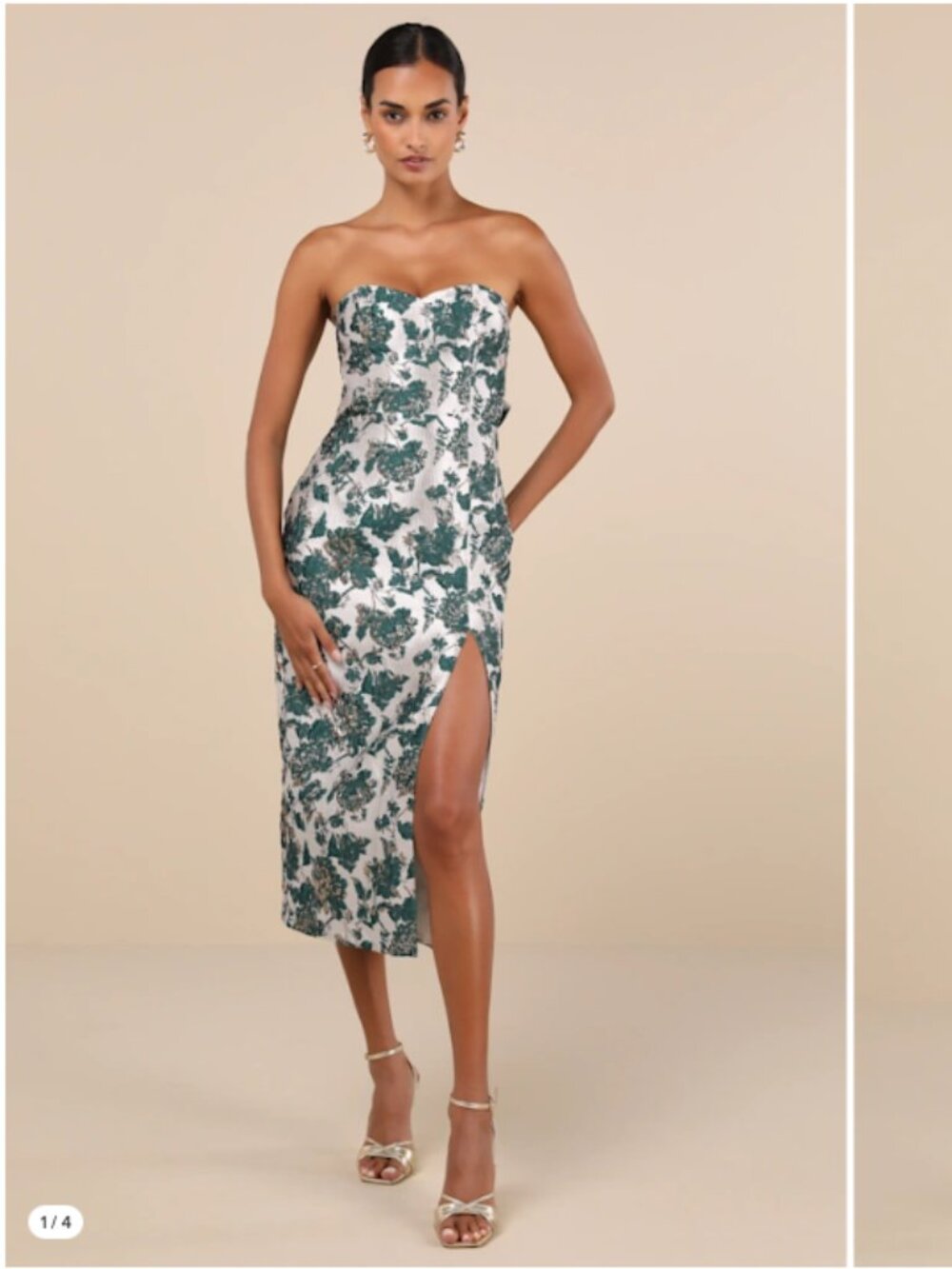 LULUS Prom Wedding Special Event Sexy Strapless Floral Elegant Sophisticated Mid